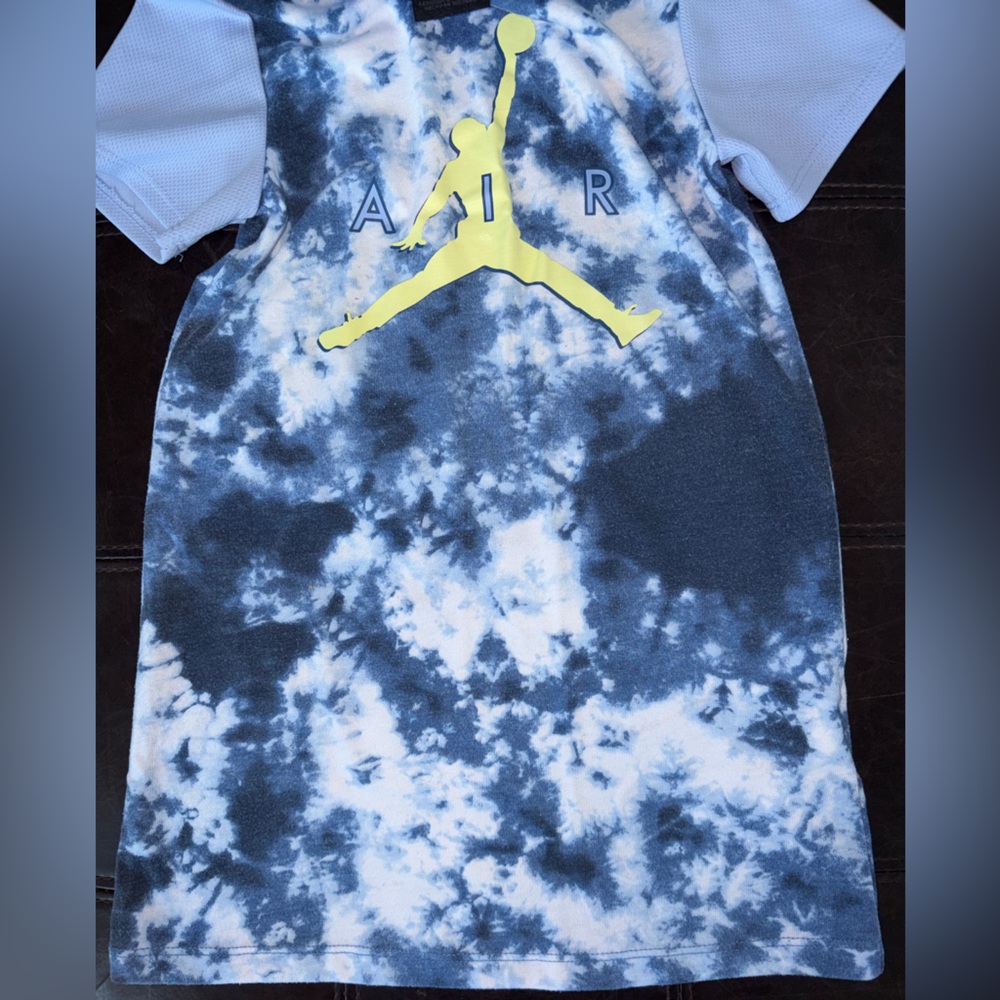 Jordan Sky Blue hues and White Tie-Dye Hoodie Dress - Picture 3 of 9